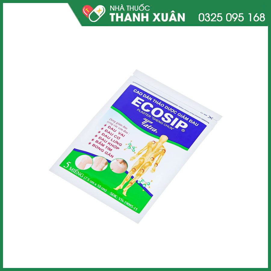 Ecosip tara chỉ định trong trường hợp bầm tím, bong gân và giảm đau đầu gối, đau lưng, đau vai, đau tay